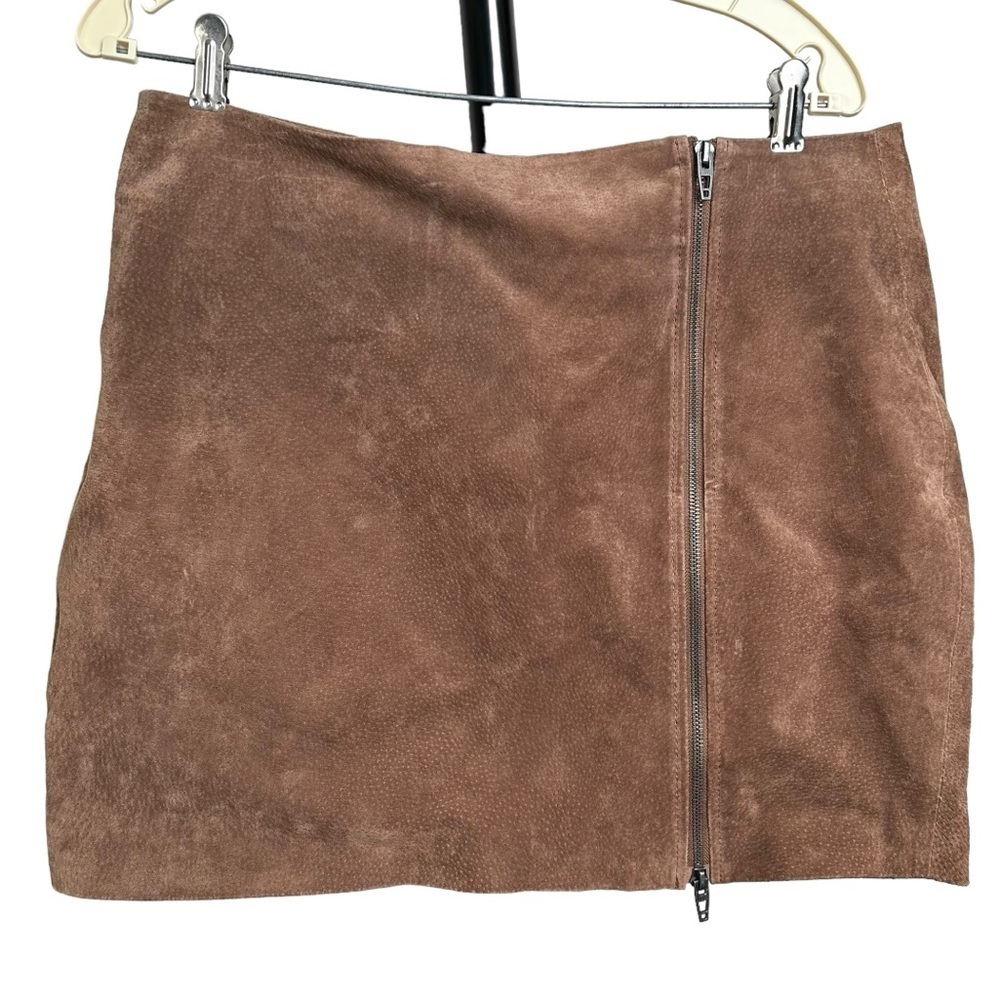 Blank NYC Nubuck Leather Mini Skirt Size 31 Double Zip New with Tags